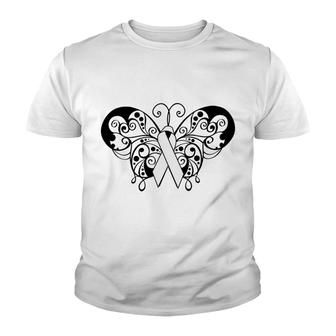 Lung Cancer Awareness Ribbon Butterfly Youth T-shirt - Monsterry