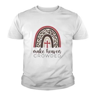 Make Heaven Crowded Leopard Print Rainbow Christian Jesus Youth T-shirt - Thegiftio UK