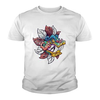 Mayan Colorful Lizard Dragon Of Aztec Quetzalcoatl Youth T-shirt - Thegiftio UK