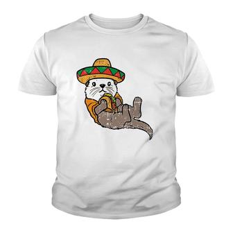 Mexican Otter Sombrero Taco Cinco De Mayo Fiesta Animal Youth T-shirt - Thegiftio UK