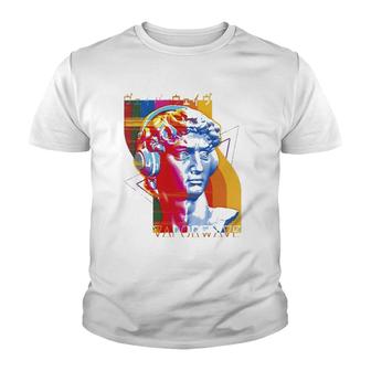 Music Lover 80S Vaporwave Aesthetic Retro David Headphones Youth T-shirt | Mazezy