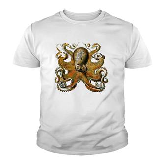 Octopus Illustration Ernst Haeckel Ocean Marine Biology Youth T-shirt - Thegiftio UK