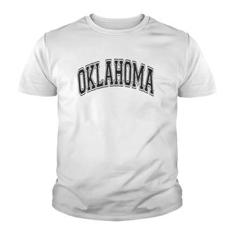 Oklahoma Varsity Style Black With Black Text Youth T-shirt | Mazezy