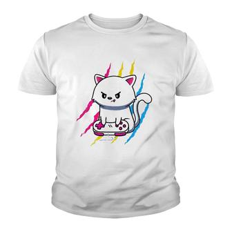 Pansexual Gaymer Geek Pride Lgbt Video Game Lover Gift Cat Youth T-shirt - Seseable
