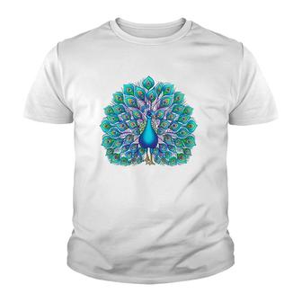 Peacock Bird Lover Illustration Animal Lover Youth T-shirt | Mazezy