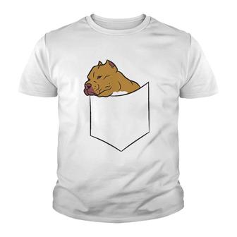 Pitbull In A Pocket Cute Pitbull Dog Youth T-shirt - Thegiftio UK