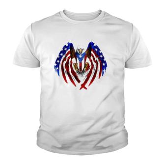 Puerto Rican American Flag Usa Eagleboricua Roots Youth T-shirt - Thegiftio UK