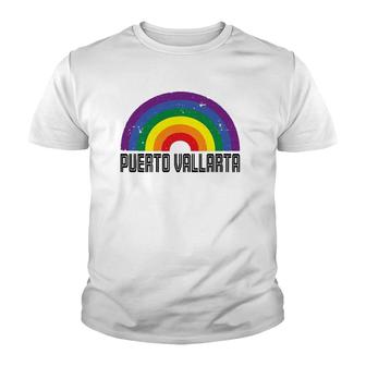 Puerto Vallarta Mexico Lgbtq Distressed Gay Rainbow Youth T-shirt | Mazezy