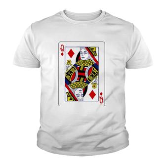 Queen Of Diamonds Playing Cards Youth T-shirt - Thegiftio UK