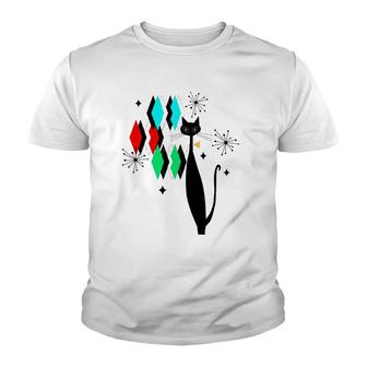 Retro Mid Century Modern Cool Cat Diamonds And Starbursts Youth T-shirt - Thegiftio UK