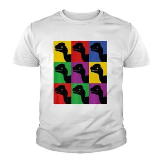 Retro Pop Art Dilophosaurus Dinosaur Tee Youth T-shirt - Thegiftio UK