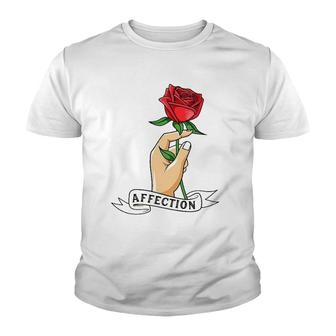 Rose Hand Affection Floral Novelty Youth T-shirt | Mazezy