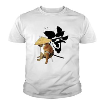 Samurai Cheems With Kanji Funny Meme Design Youth T-shirt - Thegiftio UK