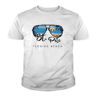 St Pete Beach Florida Palm Tree Sunglasses Souvenir Youth T-shirt | Mazezy