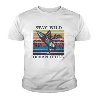 Stay Wild Ocean Child Surfing Ocean Racerback Youth T-shirt - Thegiftio UK