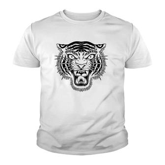 Tiger Head Traditional Tattoo Art Graphic Youth T-shirt - Thegiftio UK