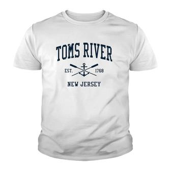 Toms River Nj Vintage Navy Crossed Oars & Boat Anchor Youth T-shirt | Mazezy