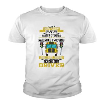 Traffic Stopping Railroad Crossing School Bus Driver Gift Youth T-shirt - Seseable