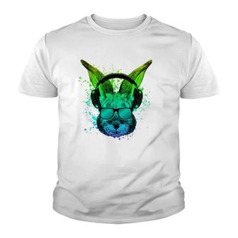 Trippy Bunny Dj Gift Ravers Edm Techno Psychedelic Rabbit Youth T-shirt | Mazezy