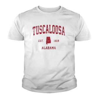 Tuscaloosa Alabama Al Vintage Sports Design Red Print Youth T-shirt | Mazezy