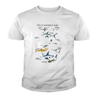 Types Of Hammerhead Shark Guide Youth T-shirt - Thegiftio UK