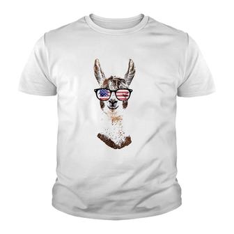 Usa America Llama Patriotic July 4 Sunglasses Funny Youth T-shirt - Thegiftio UK