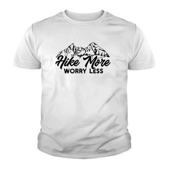 Vintage Hiker Hike More Worry Less Funny Hiking Mountains Youth T-shirt | Mazezy