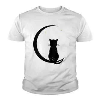 Womens Double Moon Cat V-Neck Youth T-shirt - Thegiftio UK