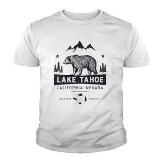 Womens Lake Tahoe National Park California Nevada Vintage Bear Men V-Neck Youth T-shirt | Mazezy
