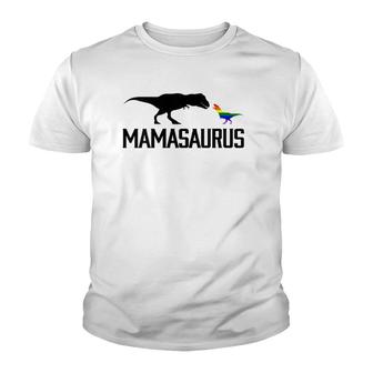 Womens Mamasaurus Lgbt Mom Rainbowrex V-Neck Youth T-shirt - Thegiftio UK