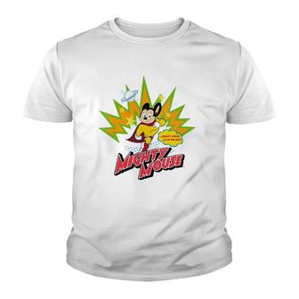 Womens Mighty Mouse Is On The Way V-Neck Youth T-shirt - Thegiftio UK