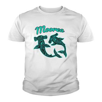 Womens Moorea Tribal Shark Graphic V-Neck Youth T-shirt - Thegiftio UK