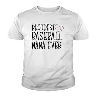 Womens Proudest Baseball Nana Ever Cute Baseball Player Grandson V-Neck Youth T-shirt - Thegiftio UK
