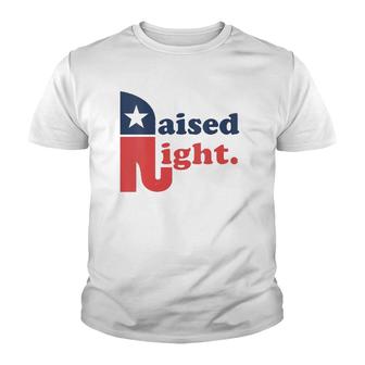 Womens Raised Right Republican Elephant Retro Style Distressed Gift V-Neck Youth T-shirt | Mazezy AU