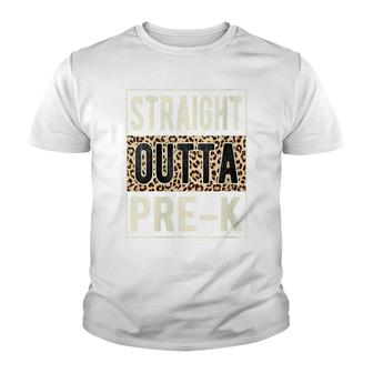 Womens Straight Outta Pre K Leopard Graduation High School Teacher Youth T-shirt - Thegiftio UK