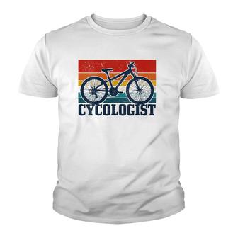 Womens Vintage Cycologist Mountain Bike Mtb Cycling Funny Gift V-Neck Youth T-shirt | Mazezy
