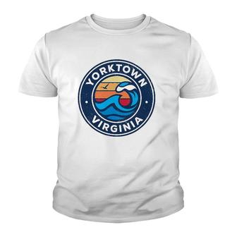 Yorktown Virginia Va Vintage Nautical Waves Design Youth T-shirt - Thegiftio UK
