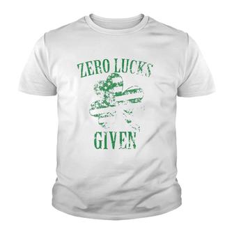 Zero Lucks Given St Patricks Day V2 Youth T-shirt - Thegiftio UK