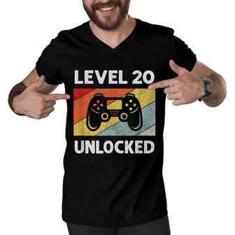 20Th Birthday 20 Year Old Mens Level 20 Unlocked Men V-Neck Tshirt - Seseable