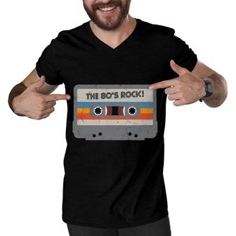 80S Styles The 80S Rock Radio Great Graphic Men V-Neck Tshirt - Seseable