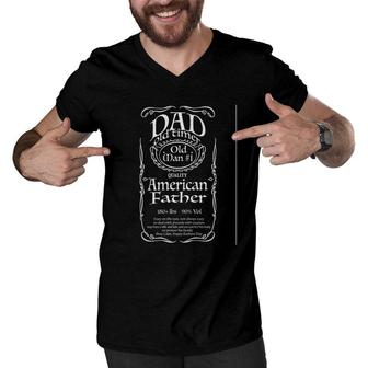 American Dad Fathers Day Whiskey Label Old Man Men V-Neck Tshirt - Seseable