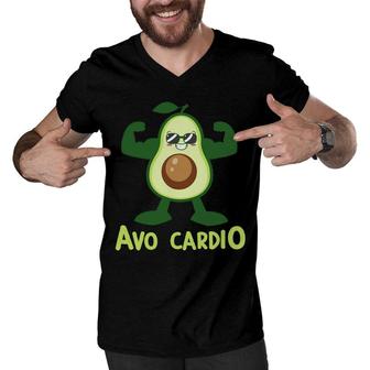Avo Cardio Avocado Funny Green Smile Gym Men V-Neck Tshirt - Seseable