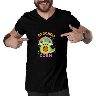 Avocado Corn With A Beautyful Smile Funny Avocado Men V-Neck Tshirt - Seseable