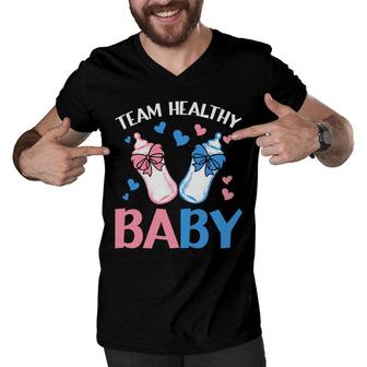 Baby Gender Reveal Party Gender Reveal Party Team Healthy Baby Men V-Neck Tshirt - Seseable