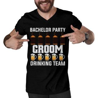 Bachelor Party Groom Drinking Team Groom Bachelor Party Men V-Neck Tshirt - Seseable