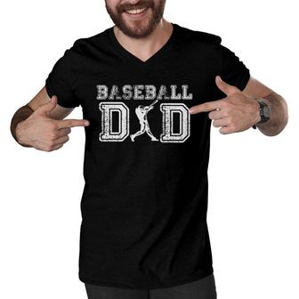 Baseball Dad Funny Fathers Day Gift For Daddy Papa Father Men V-Neck Tshirt - Seseable