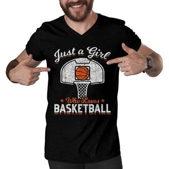 Basketball Player Women Just A Girl Who Loves Basketball Men V-Neck Tshirt - Seseable