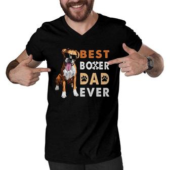 Best Boxer Dad Ever Funny Boxer Dog Dad Fathers Day Gift Men V-Neck Tshirt - Seseable