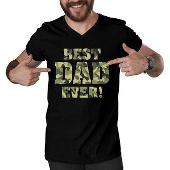 Best Dad Ever Camo Fathers Day Special Greatest Dad Hunting Men V-Neck Tshirt - Seseable