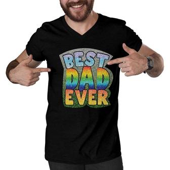 Best Dad Ever Gilter Effect Special Gift For Dad Fathers Day Men V-Neck Tshirt - Seseable